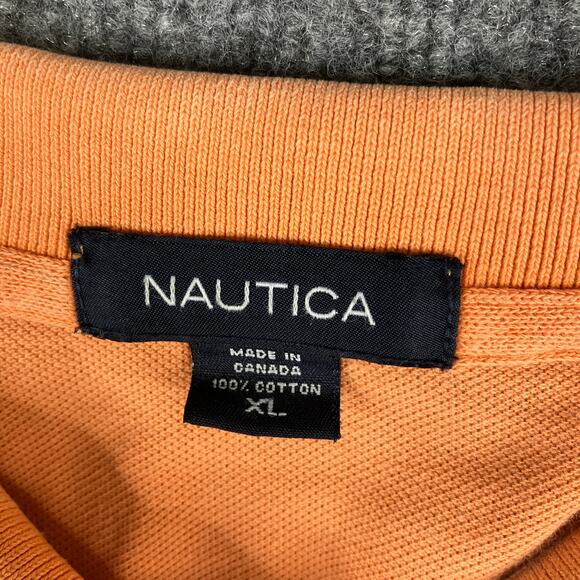 Nautica Mens Size XL Orange Polo Shirt Short Sleeve Stripe Cotton Classic Fit - Picture 3 of 8